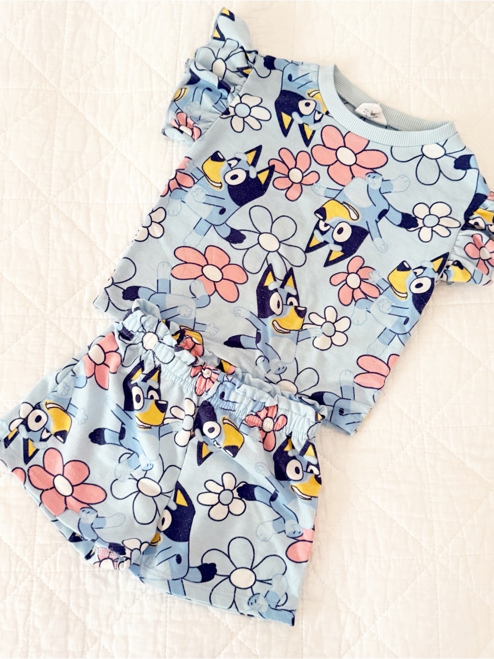 Bluey 3T Kids Matching Set Light Blue Floral